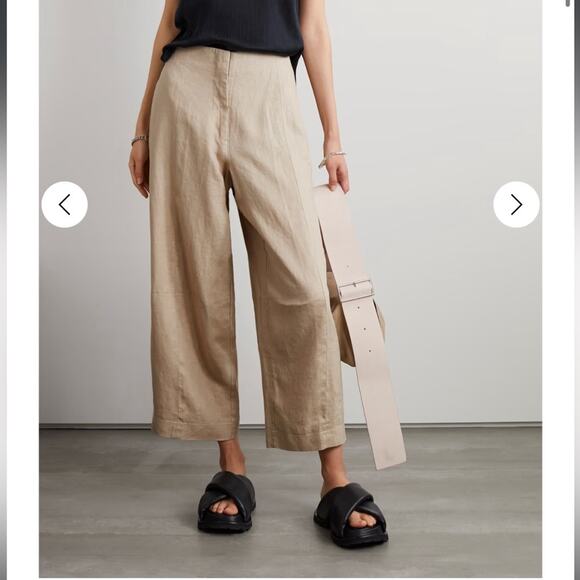 ATM Anthony Thomas Melillo Pants - ATM Anthony Thomas Melillo Cropped‎ Linen Wide Leg Pants in Beige Sz 2 NEW
